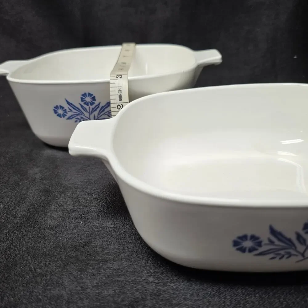 CorningWare Blue Cornflower 1.5 & 2 QT. Stoneware Casserole Dish x2 & Glass Lid